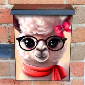 Llama Girl with Eyeglasses Colonial Mailbox Cover