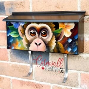 Cute Monkey with Flowers Wall-mounted Townhouse Mailbox Cover