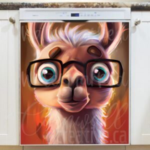 Surprised Llama Face Magnetic Dishwasher Door Cover