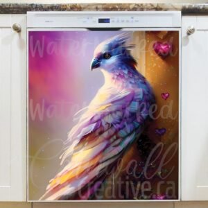 Fantasy Bird with Hearts Magnetic Dishwasher Door Cover