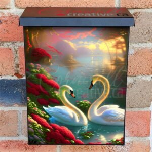 Summer Swan Couple Colonial Mailbox Cover