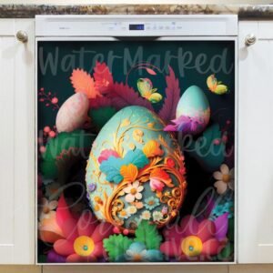 Painted Easter Eggs and Flowers #7 Magnetic Dishwasher Door Cover