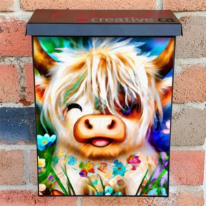 Winking Highland Baby Cow Colonial Mailbox Cover