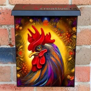 Pretty Colorful Rooster #1 Colonial Mailbox Cover