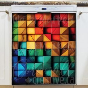 Colorful Wood Blocks Magnetic Dishwasher Door Cover