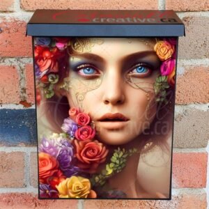 Blue Eyed Fairy with Flowers Colonial Mailbox Cover