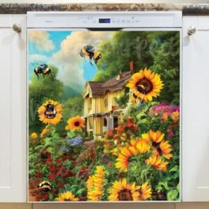 Bumblebees and Sunflowers #6 Magnetic Dishwasher Door Cover