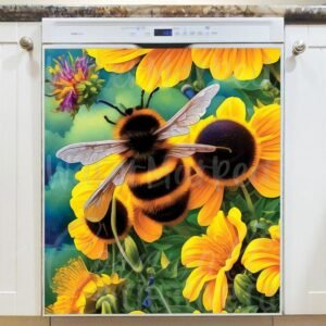 Bumblebees and Sunflowers #7 Magnetic Dishwasher Door Cover