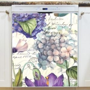 Pretty Vintage Hydrangea Design Magnetic Dishwasher Door Cover
