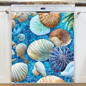 Seashells Mosaic Design Magnetic Dishwasher Door Cover