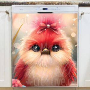 Fluffy Little Cardinal Magnetic Dishwasher Door Cover