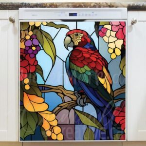 Stained Glass Parrot Design Magnetic Dishwasher Door Cover