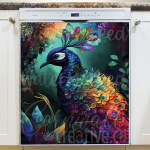 Pretty Colorful Peacock Magnetic Dishwasher Door Cover