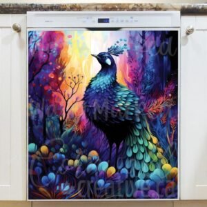 Pretty Colorful Peacock #2 Magnetic Dishwasher Door Cover
