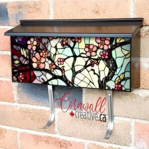 Stained Glass Spring Tree Design Wall-mounted Townhouse Mailbox Cover