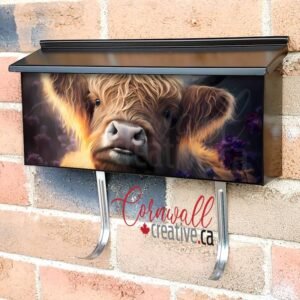 Highland Cow and Flowers #2 Wall-mounted Townhouse Mailbox Cover
