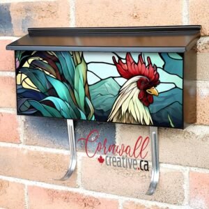Stained Glass Rooster Design Wall-mounted Townhouse Mailbox Cover