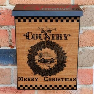 Country Christmas Burlap Pattern Colonial Mailbox Cover