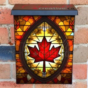 Canadian Stained Glass Design Colonial Mailbox Cover