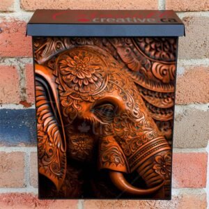 Tooled Leather Elephant Design Colonial Mailbox Cover