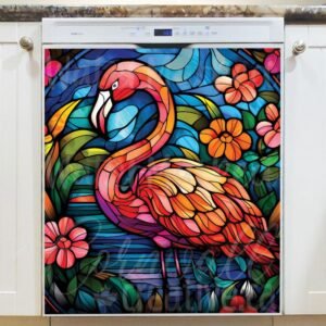 Stained Glass Flamingo Design Magnetic Dishwasher Door Cover