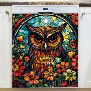 Stained Glass Owl Design 2 Magnetic Dishwasher Door Cover