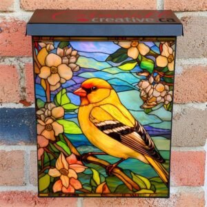 Stained Glass Canary Design Colonial Mailbox Cover