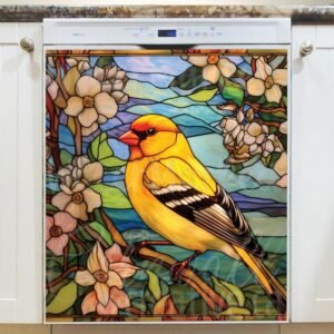 Stained Glass Canary Design Magnetic Dishwasher Door Cover