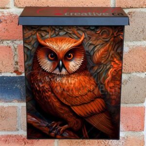 Tooled Leather Owl Design Colonial Mailbox Cover