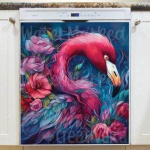 Beautiful Pink Flamingo Magnetic Dishwasher Door Cover