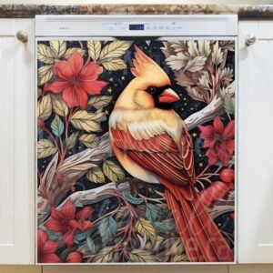 Beautiful Female Cardinal Magnetic Dishwasher Door Cover