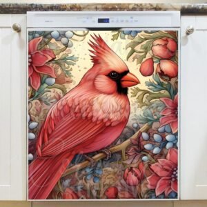 Beautiful Male Cardinal Magnetic Dishwasher Door Cover