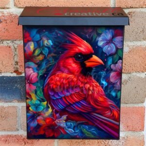 Cardinal and Flowers Colonial Mailbox Cover