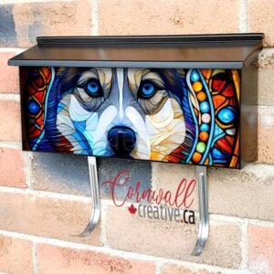 Stained Glass Husky Design Wall-mounted Townhouse Mailbox Cover
