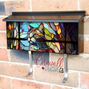 Stained Glass Kitten Design Wall-mounted Townhouse Mailbox Cover
