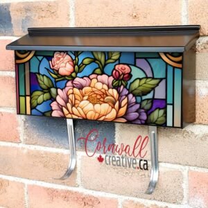 Stained Glass Dog Roses Design Wall-mounted Townhouse Mailbox Cover