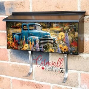 Farmhouse and an Old Blue Truck Wall-mounted Townhouse Mailbox Cover