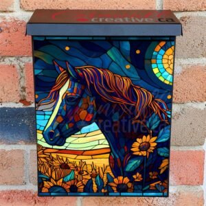 Stained Glass Horse Design #2 Colonial Mailbox Cover