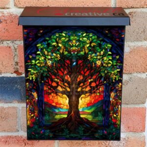 Stained Glass Tree of Life Design Colonial Mailbox Cover