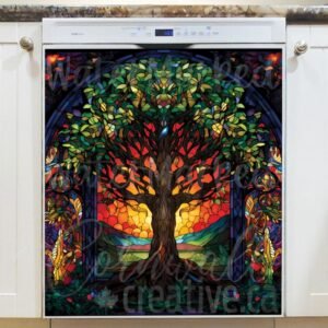 Stained Glass Tree of Life Design Magnetic Dishwasher Door Cover
