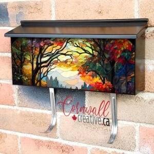 Stained Glass Lake Design Wall-mounted Townhouse Mailbox Cover