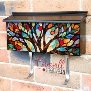 Stained Glass Colorful Tree Design Wall-mounted Townhouse Mailbox Cover