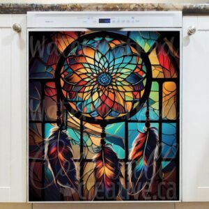 Stained Glass Dreamcatcher Design Magnetic Dishwasher Door Cover