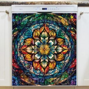 Stained Glass Mandala Design #1 Magnetic Dishwasher Door Cover