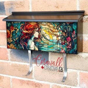 Stained Glass Mermaid Design Wall-mounted Townhouse Mailbox Cover