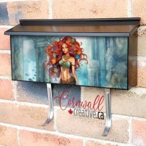 Pretty Redheaded Black Mermaid Wall-mounted Townhouse Mailbox Cover