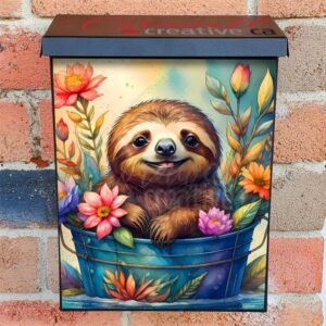 Cute Sloth in a Bucket Colonial Mailbox Cover