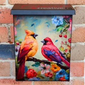 Pretty Finches and Flowers Colonial Mailbox Cover