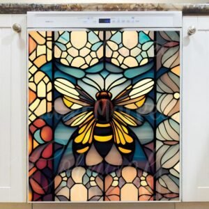 Stained Glass Bumblebee Design Magnetic Dishwasher Door Cover