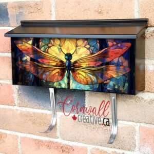 Stained Glass Dragonfly Design Wall-mounted Townhouse Mailbox Cover